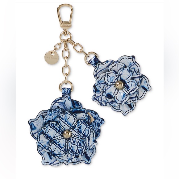 Brahmin Dual Magnolia Charm Keychain Coastal Blue Melbourne leather NWT - Picture 6 of 6